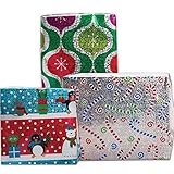 JAM Paper Christmas Design Wrapping Paper Roll Bundle - 25 sq ft - Assorted Sparkling - 3/pack