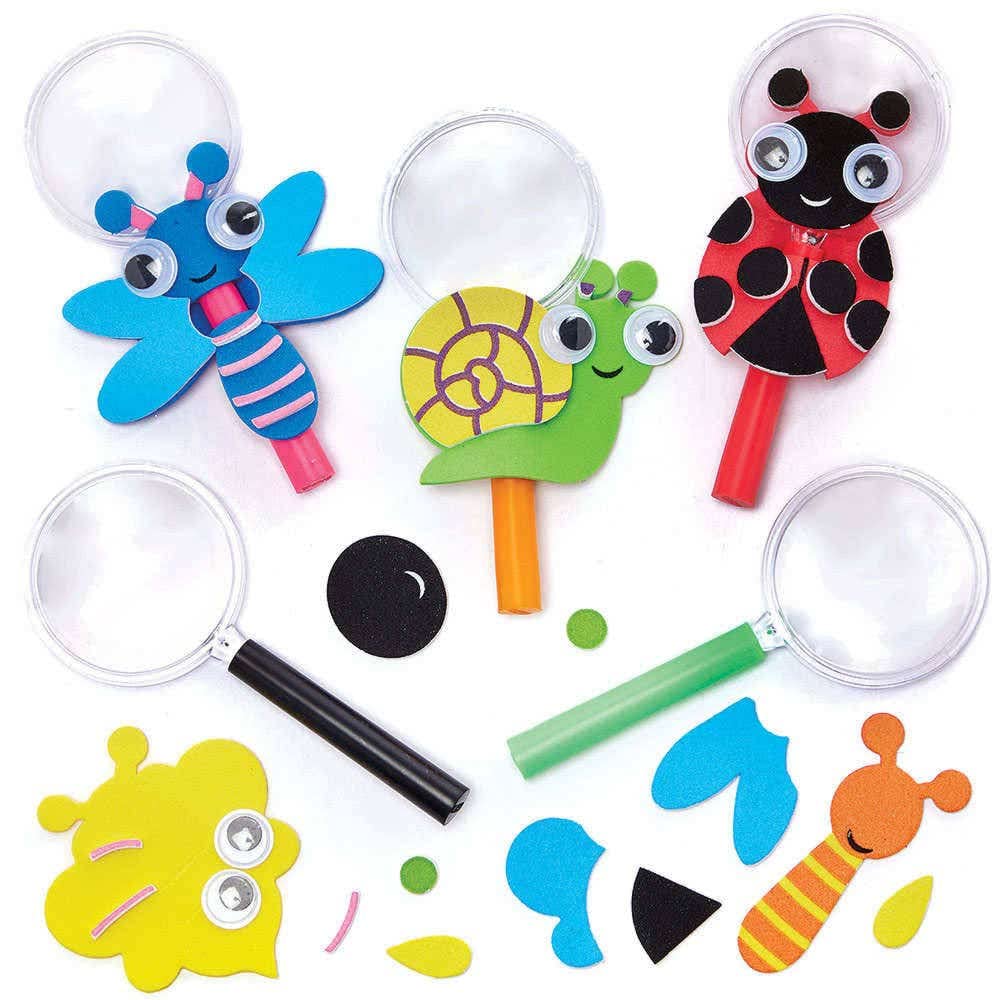 Baker Ross FC703 Bug Magnifying Glass Kits - Pack of 5, Craft kits for Kids, Kids Garden and Nature Crafting, Bug Catching