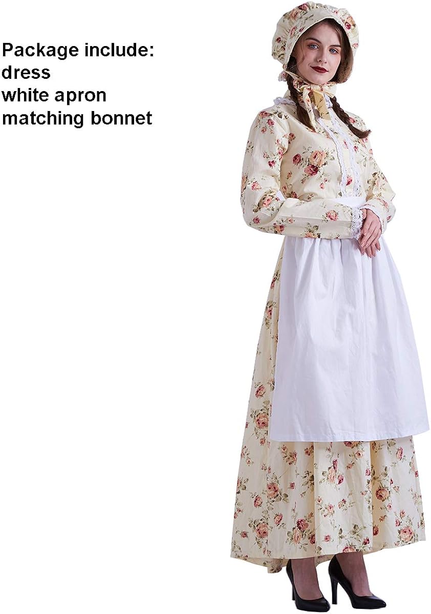 GRACEART Women's Pioneer Woman Costume Colonial Dress 100% Cotton: Clothing