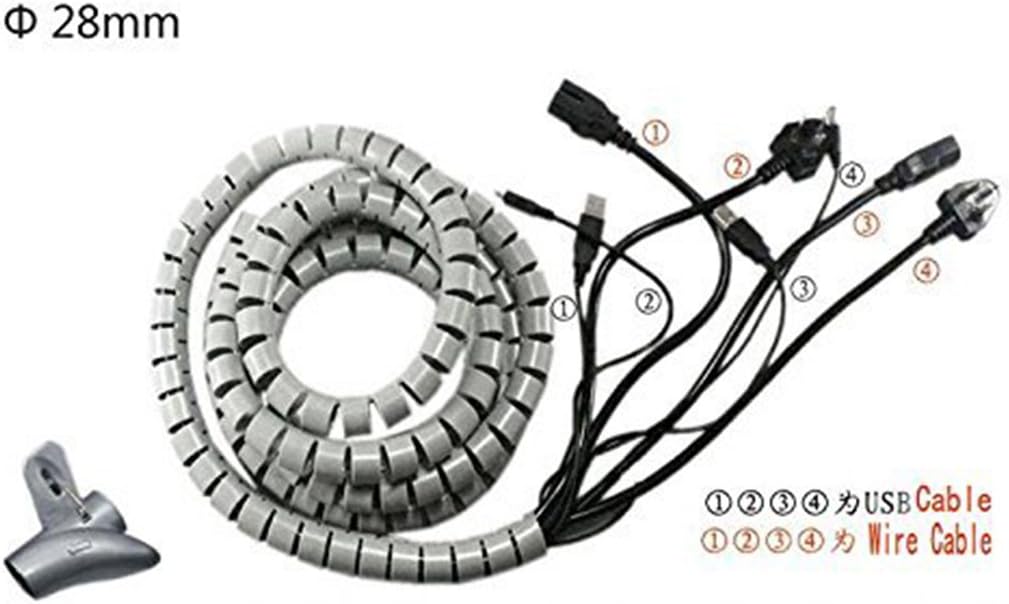 Sourcingmap 10mm Flexible Cable Organizer Spiral Tube Cable Wire Wrap Computer Manage Cord Gray 1.5M with Clip - Image 4