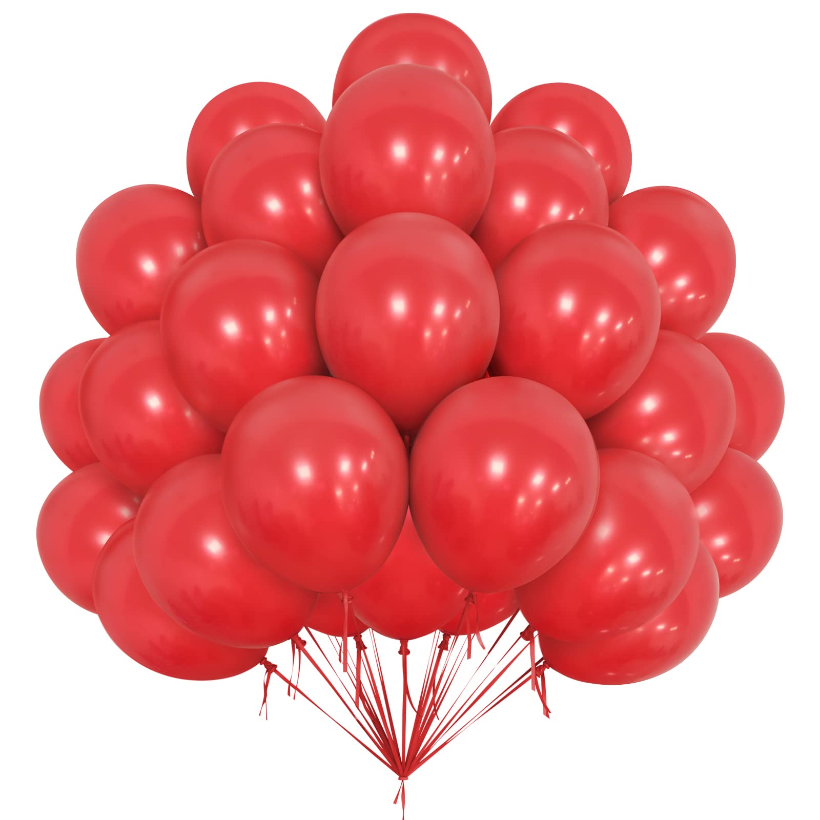 Red Balloons, 50 Pcs 12 Inch Party Balloons, Red Ballons with 10M Ribbon for Christmas Balloon Garland, Matte Latex Balloons for Girls Women Party Wedding Anniversary Baby Shower Decoration