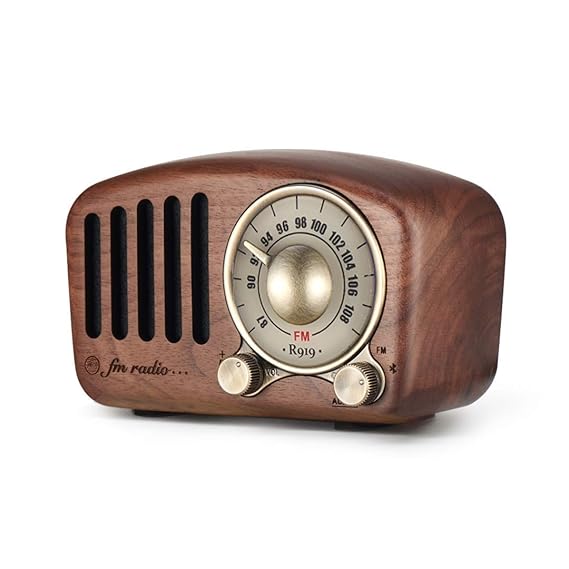 Vintage Radio Retro Bluetooth Lautsprecher, Radio aus Walnussholz mit klassischem Stil, tragbares Radio Starke Bassverstärkun
