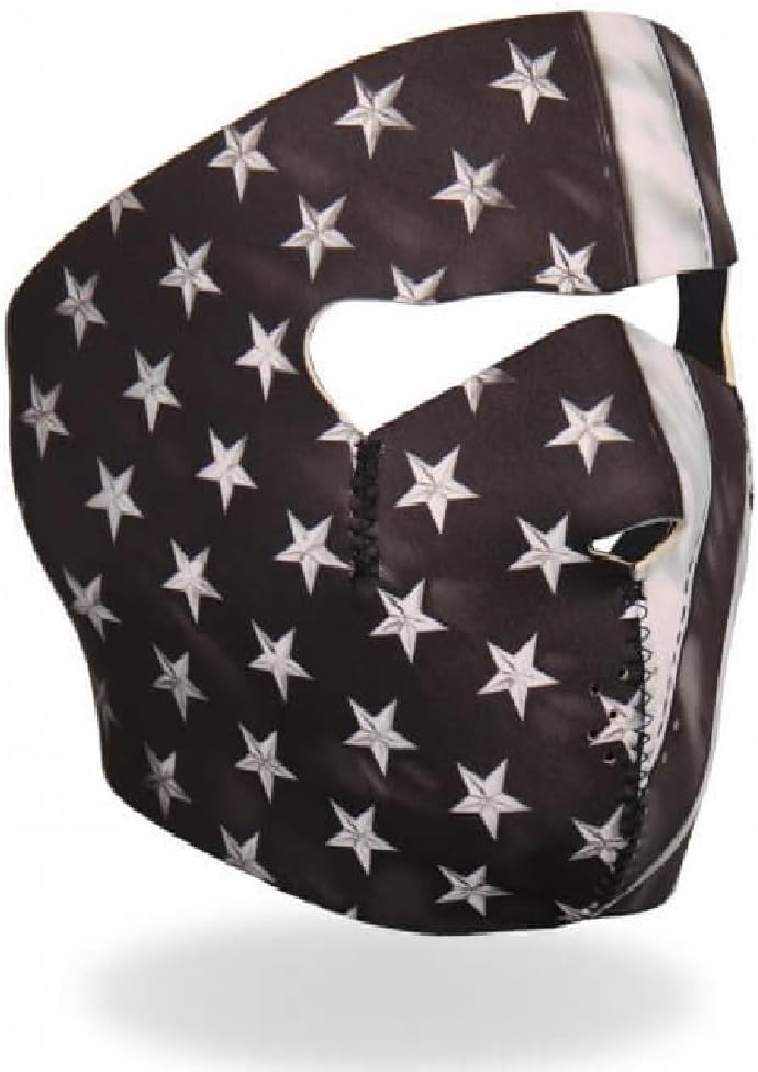Hot Leathers Black White Distressed USA American Flag Full Face Reversible Neoprene Face Mask Adjustable Strap
