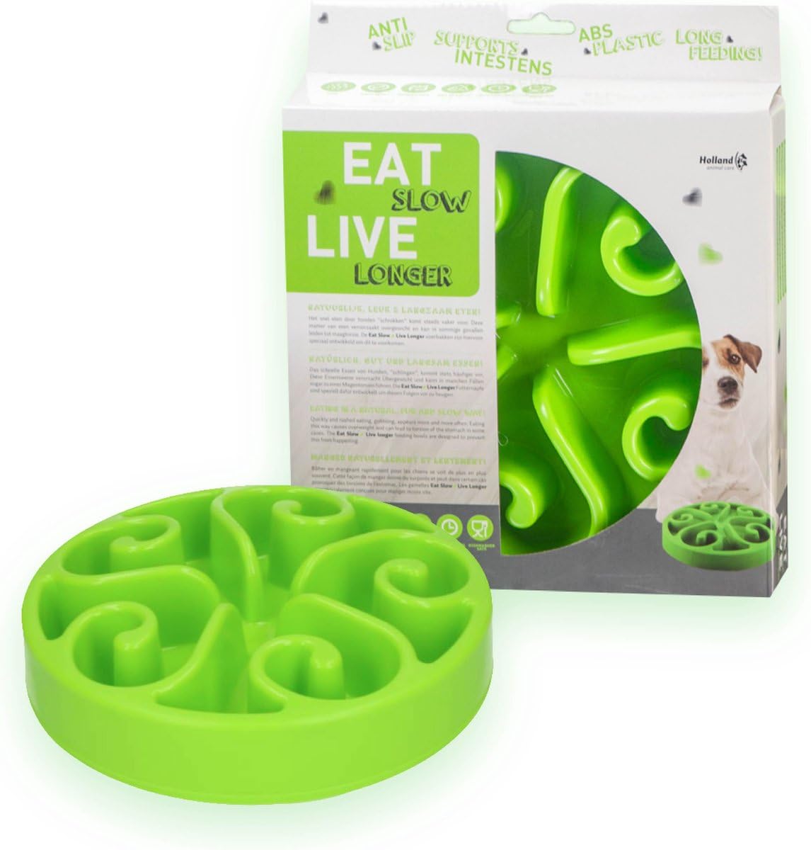 Holland Bowl Slow Food Eat Slow Live Longer, Green, 30 x 25 x 15 cm
