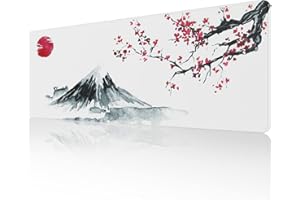 ETZ Japanese Cherry Blossom White Mouse Pad (31.5 × 11.8 × 0.12 inch) Extended Large Mouse Mat Desk Pad, Stitched Edges Mousepad,Non-Slip Rubber Base,Gaming Mouse Pad XL,Office & Home.