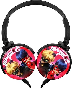 Miraculousladybug And Cat Noir Wired Headset Lightweight Stereo Portable Headphones
