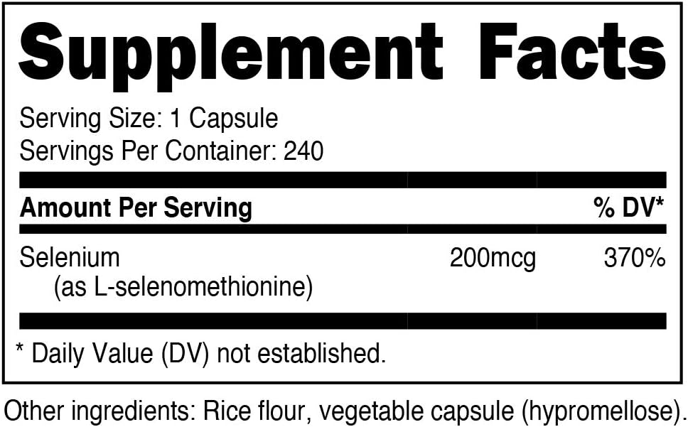 Nutricost Selenium 200mcg, 240 Veggie Capsules, Non-GMO, Gluten Free L-Selenomethionine: Health & Personal Care