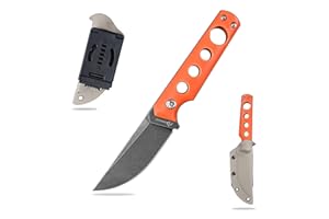SDOKEDC Knives DC53 Steel Tactical Fixed Blade Knife G10 Handle with kydex sheath for Men EDC Camping Survival Hunting Outdoor (Black Orange)