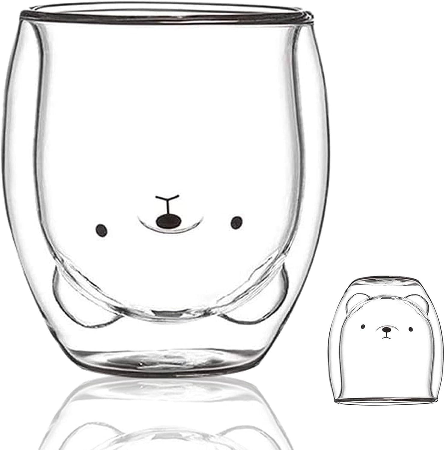 Sharemee - Personal Double Wall Glass Cup, Coffee Cup, Tea Cup, Milk Cup for Birthday Present, 250ml/8.4oz