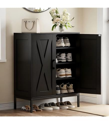 ravenxarmy★送料込み★ロープ付き木箱×3個 Amazon.com: Homleke Farmhouse Shoe Cabinet with 2 Barn Doors