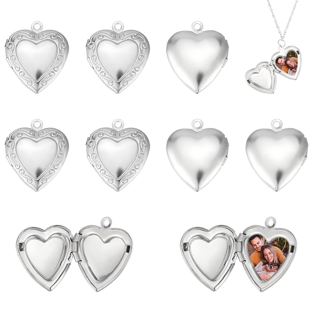 UNICRAFTALE 20Pcs 316 Stainless Steel Photo Pendants Hearts Lockets Pendants Heart Memory Locket Charm 22.5mm Metal Heart Charm Photo Locket Necklace Pendant for Valentine Gifts Jewelry Making Charms