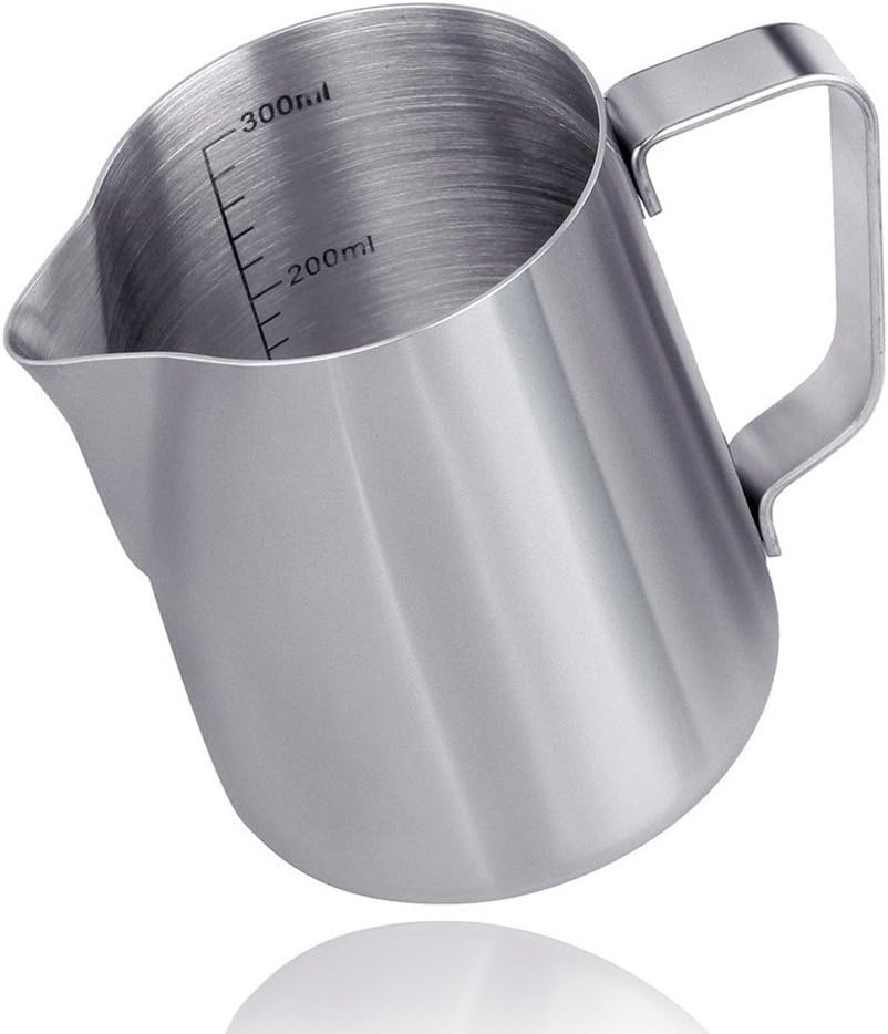 Frothing Pitcher Stainless Steel,Aranticy Metal Frothing Cup Milk Frother Jug Jar Garland Cup with Measurement Marks Inside for Coffee Milk Tea Coffee Cappuccino and Latte Art