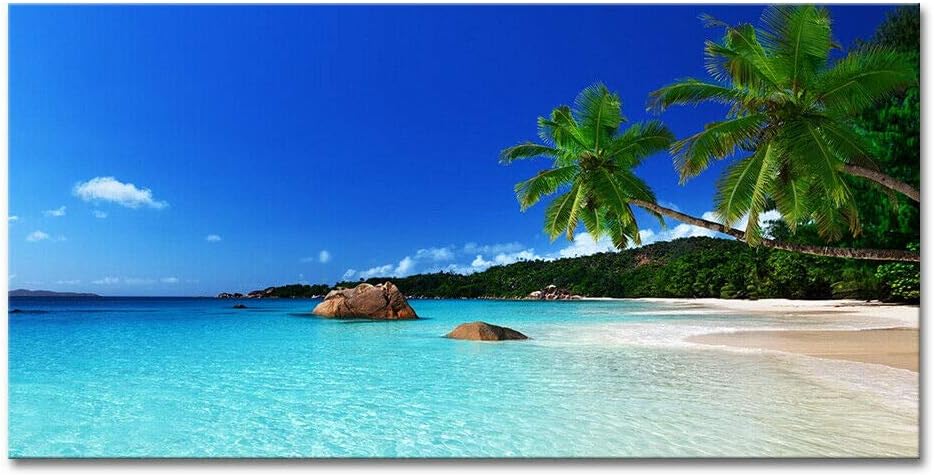 newstockimage Large Sky Landscape Beach Nature Tree Canvas Picture Print Three Blue.