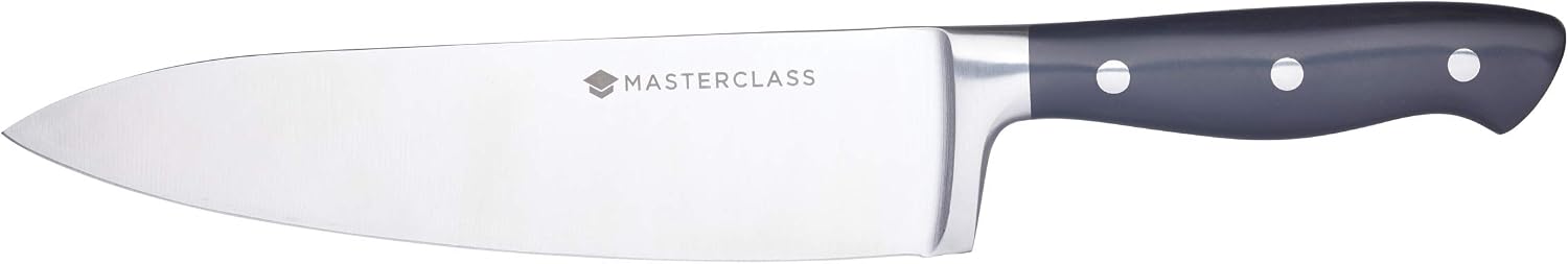 MasterClass Chef Knife with Knife Sharpener Sheath EdgeKeeper, Stainless Steel, 20 cm ( 8"), Black - Image 3