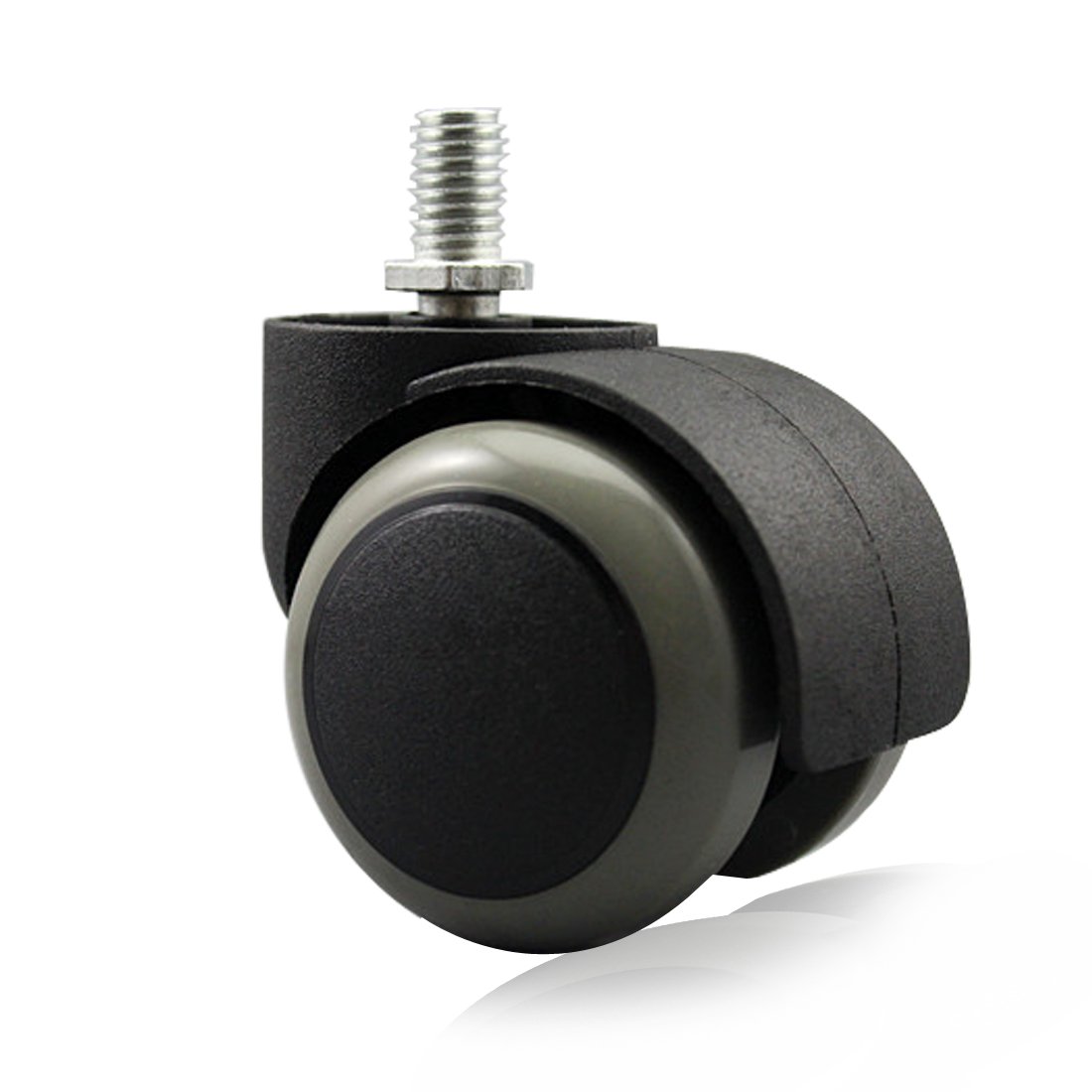 Copapa Floor Protecting Rubber Office Chair Caster Wheels (Set of 5) M10x12 mm Screw Stem 2 Inch (Black/Gray)
