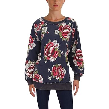 free people go on get floral sweatshirt