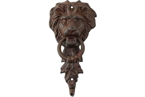 TG,LLC Treasure Gurus Vintage Style Cast Iron Gothic Lion Head Front Door Knocker Rustic Home Decor