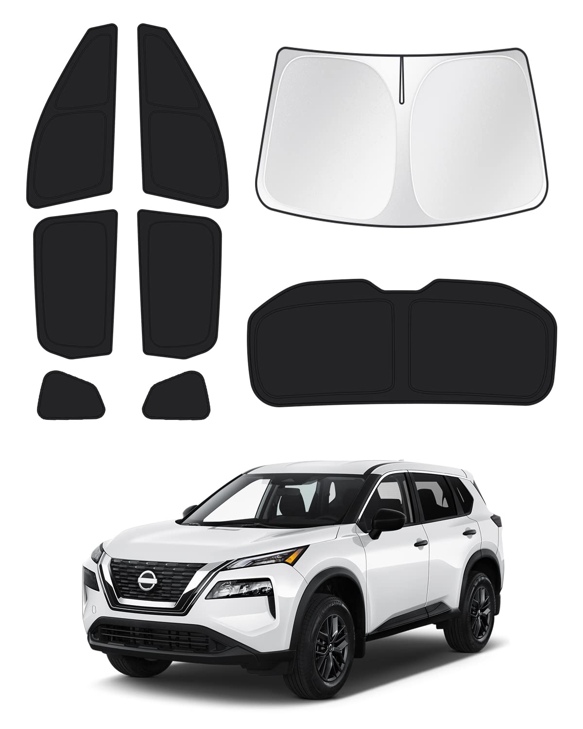 Photo 1 of Canvcle Sunshades for 2021-2025 2026 Nissan Rogue (NOT for Nissan Rogue Sport) Accessories Windshield Sunshade Side Rear Windows Sun Visor Privacy Protection Keep Vehicle Cool Black 8PCS