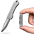 Juzpio Titanium Alloy Small Keychain Knife, Mini Folding Pocket Knife for Women Men, EDC Box Cutter (Titanium Alloy Handle/ 440c Steel Blade)