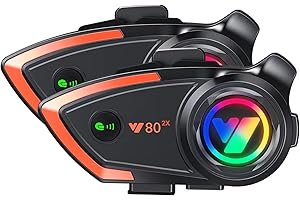 KHPTOP Motorcycle Helmet Bluetooth Headset 500meters 2 Riders Bluetooth Helmet Intercom Headset with CVC Noise Sound Quality Speakers Communication Systems Motorcycle Riding/Snowmobile/Cycling/Sports(（2PC）