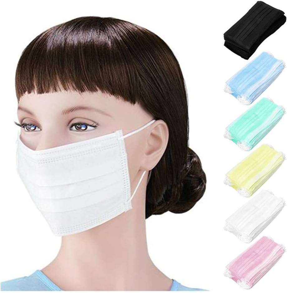 50 Pcs 3-ply Disposable Earloop Anti-Virus Face Medical Mask - Used for Dental, Doctor, Surgical, Allergy, Dust, Nail, Germs, Virus, Flu, Air Pollution, Hypoallergenic, Hospital, Smoke (50pc)