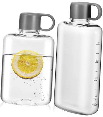 DOITOOL Portable Flat Water Bottle - Slim Plastic Travel Flask For Sports, Gym, Camping (White, 16.2x10.3x4cm) - View #8