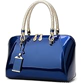 XingChen Shiny Patent Women Faux Leather Handbags Crossbody Bag Top Handle Purse Satchel Bag Shoulder Bag