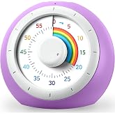 60 Minute Visual Timer for Kids, Rainbow Silent Countdown Clock | Time Management Tool for Homeschool Study Supplies, Classroom, Home, Kitchen, Desk (Purple Pink)