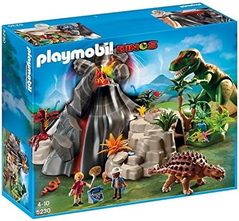 playmobil volcano with tyrannosaurus