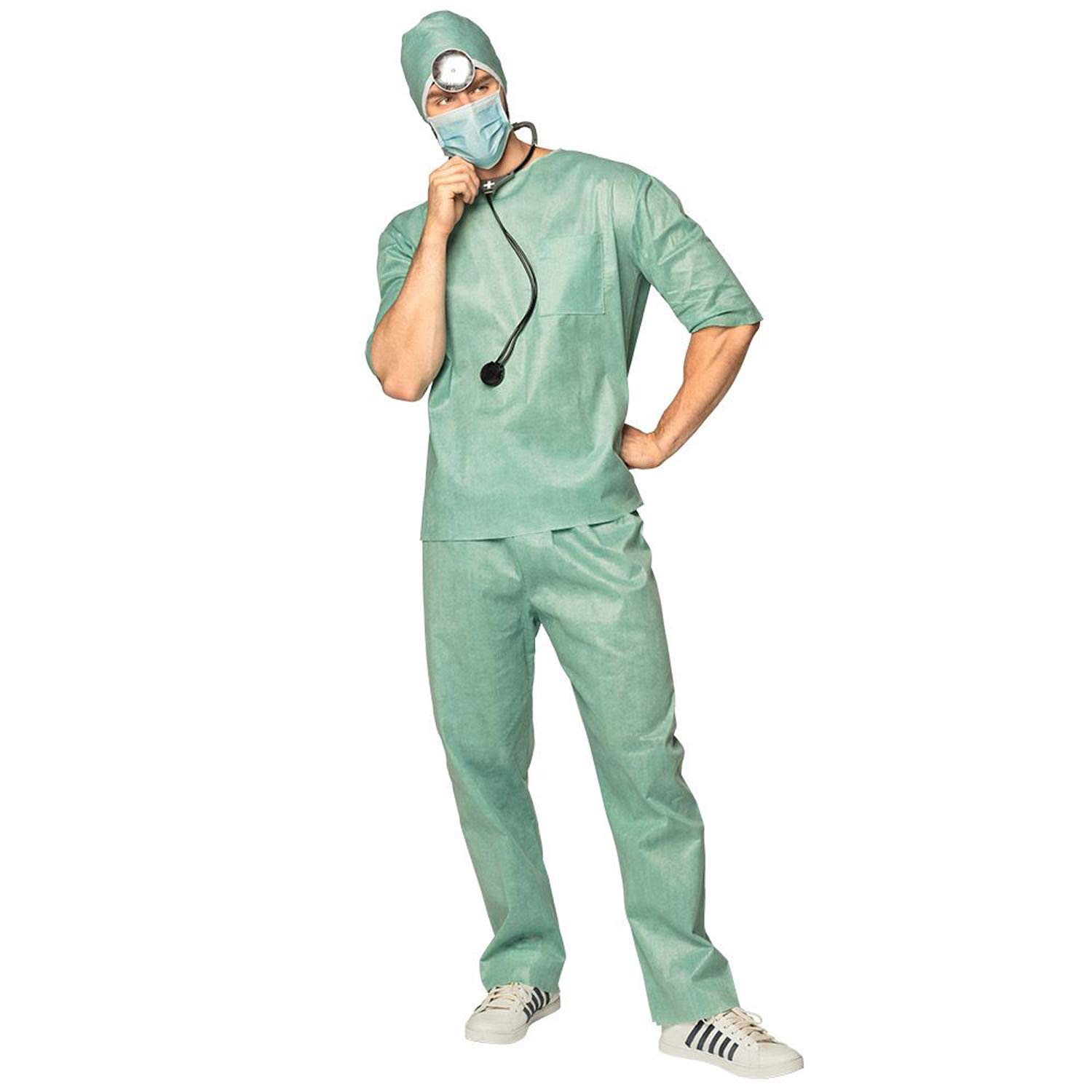 Boland 83887 - Doctor Costume, Size M/L, Hat, Headband with Forehead Reflector, Mouth Mask, Stethoscope, Shirt, Trousers, Surgery, Doctor, Surgery, Surgery, Fancy Dress, Carnival, Theme Party