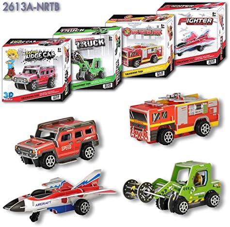 Creative Mini Pull Back Vehicles Assembly 3D Puzzle Paper Model Educational Toys for Kids Set of 4 Pieces Series 2 Wow! Very Fun