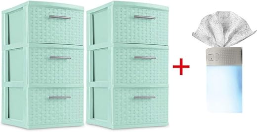 Amazon Com Fortunershop 3 Drawer Storage Weave Cart Set Of 2