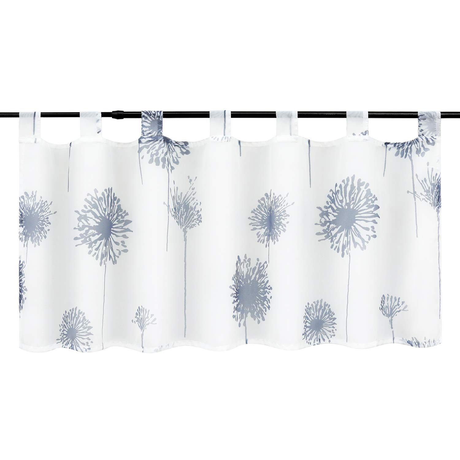 Heichkell Voile Net Curtain with Loops "Dandelion" Transparent Short Curtains with Digital Print Bistro Curtain Kitchen W x H 90 x 60 cm