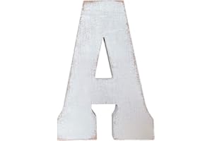 ABELOTS Large Wood Letter Distressed White Wash Alphabet Wall Décor Monogram Letter Alphabet Letters Free Standing Letters Wall Letters (A)