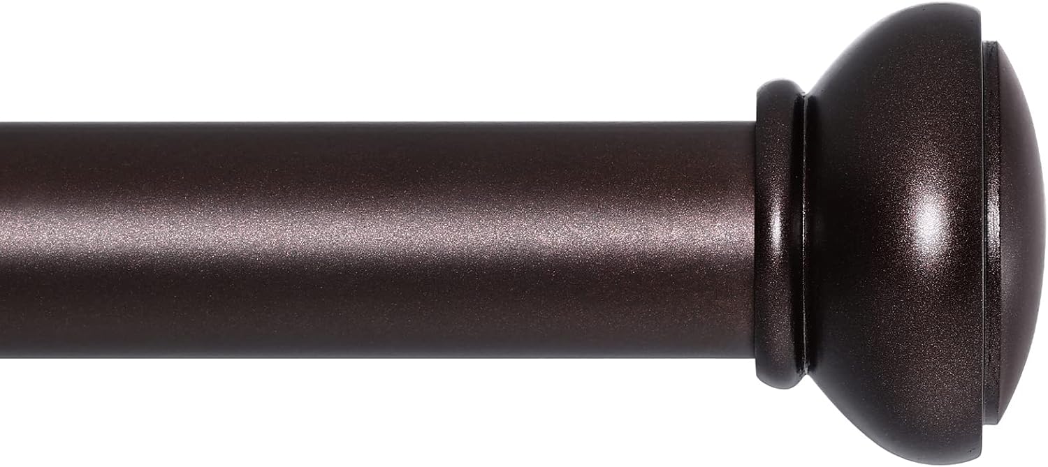 Window Treatment Hardware - SIMEWIN Curtain Rods for Windows 28 to 88 Inches Adjustable 1 Inch Diameter Decorative Single Window Curtain Rod Set with Rounded Cap design Finials, Bronze