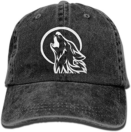 Genmai Si Quanjia Wolf and Moon Unisex Retro Adjustable Gym Trucker Cap