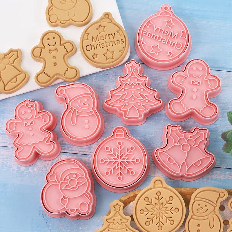 New Cookie Cutter Set, Cartoon Stamped Embossed Cookie Cutter Molds for