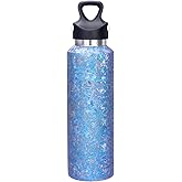 Boundless Voyage Titanium Vacuum Water Bottle Double-Walled Insulated Cup Lightweight and Leak-Proof Travel Outdoor Office School Sport Bottle (600ml blue)