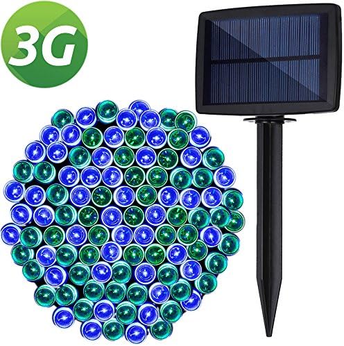 Lellel 3rd Generation Super Bright Solar Outdoor LED String Lights, Waterproof Weatherproof for Yard Patio Garden Tree Party Wedding Decoration, Blue&amp;Green