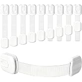 10 Pack Cabinet Locks Baby Proofing, Multi-Purpose Child Safety Locks | Easy Install with Strong Self-Adhesive Tape &amp; Adjustable Straps for Cabinets, Drawers, Fridge, Toilet, Oven, Trash Can