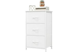 Garvee Slim 3-Drawer Dresser with Removable Fabric Bins – Space-Saving Bedroom Chest, Wood Grain, Easy Assembly, Multi-Functi