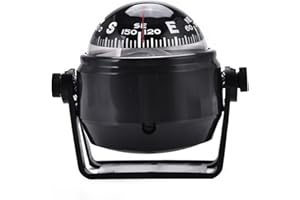 Focket Boat Compass,Multi-Purpose Electronic Adjustable Pivoting Military Marine Ball Night Vision Compass Car Compass Navigation for Boat Vehicle Truck Caravan,etc(Black)