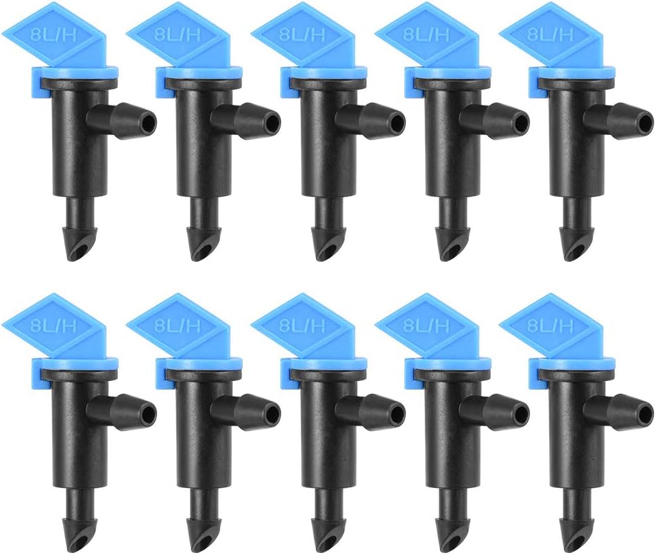 sourcing map Flag Dripper 2 GPH 8L/H Emitter Sprinkler for Garden Lawn Drip Irrigation Connect 4/7mm Hose, Plastic 30pcs