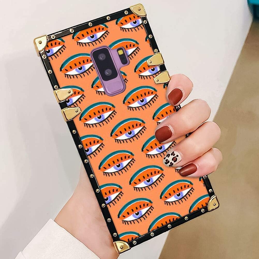 Square Phone Case Samsung Galaxy S9 Plus, Samsung Galaxy S9+ Watermelon Eye Luxury Fashion Design Elegant Soft TPU Metal Decoration Full Protection Shockproof Back Cover