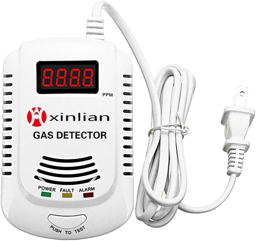 Natural/Propane Gas Detector, Plug-in Combustible Gas Leak Alarm Sensor Butane Methane Gas Monitor with Voice/Light Warning & LED Display, Prevent Fire Explosions