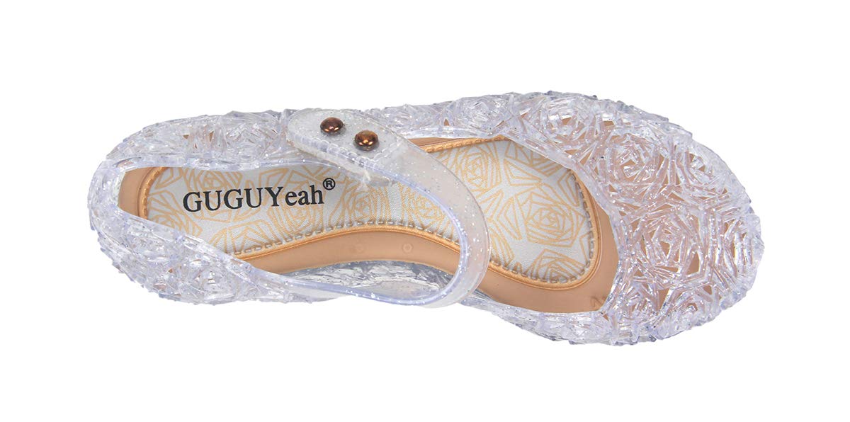 GUGUYeah Princess Costumes Jelly Flats Shoes, Cosplay Birthday Party Dress Up Sandals for Little Girls, Toddler or Kids