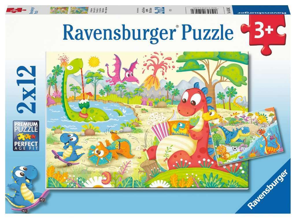 Ravensburger Children's Puzzle - Favourite Dinosaurs - 2 x 12 Pieces Puzzle for Children from 3 Years