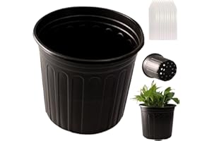 Tulpeed 25 Pack 3 Gallon Flexible Plant Nursery Pots Plastic Seedling Starting Pots with Drainage Holes Soft Flower Pots Plant Container with Plant Labels, Black
