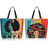 OIIJZzy 2 African American Tote Bags for Women, African American Gifts for Black Women Girl Large Shoulder Handbag