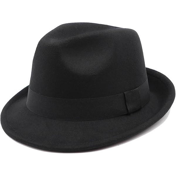Kid's Short Brim Black Trilby Fedora Hat - Boys Manhattan-Hat